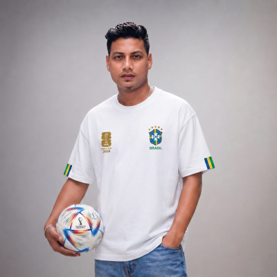Premium Brazil Fan Edition Drop Shoulder White Color